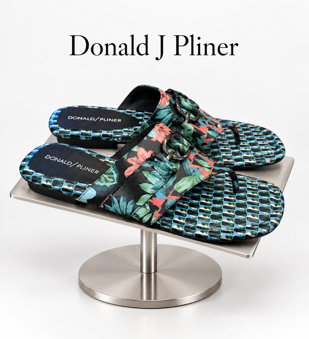 Donald J Pliner Kent Floral Geometric Thong Slide Sandals 8.5N